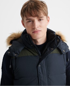 Superdry Rookie Colour Block Down Gilet Férfi Kabát Sötétkék | ERCYK6124